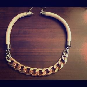 Light Pink Leather and Rose Gold Necklace